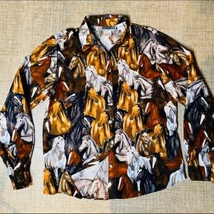 Wild Horses Vintage Button Down Shirt - Oversized